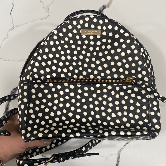 Bags Kate Spade Mini Backpack Black With White Polka Dots Poshmark